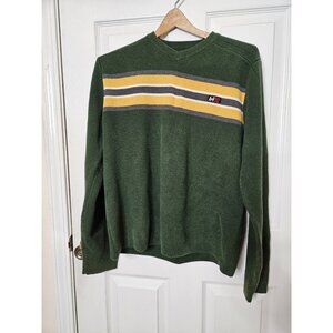 Vtg Abercrombie Fitch Embroidered A92 Sweater Long Sleeve V Neck Green MD Y2K